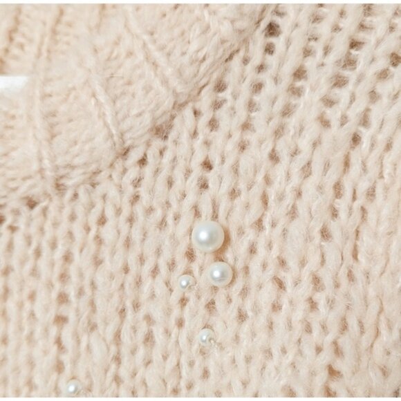 ARITZIA WILFRED Le Fou Shimmy Sweater Pearl Gisele Alpaca Wool Crew XS Aritzia - Picture 14 of 15